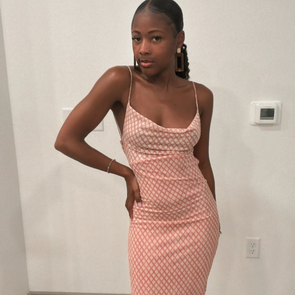 Zara Pink and White Maxi Dress